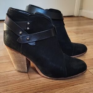 Rag and Bone Black Harrow Suede Leather Ankle Boots Size 7.5